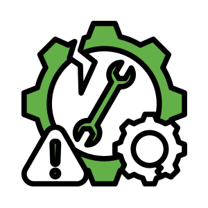 IT maintenance icon with gear and wrench, representing proactive infrastructure support, system management, and IT operations