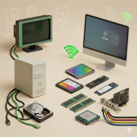 Computer hardware components including SSDs, RAM, storage drives, processor, and desktop systems for IT infrastructure upgrades.